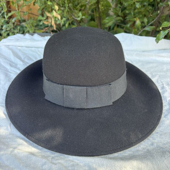 Made in Italy 100% Wool Felt Black Wide Brim Fedora Hat Classic - Picture 4 of 8